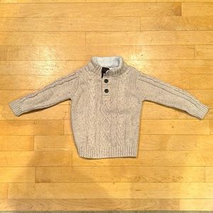 Beige Boys Sweater with Brown Padded Elbows and White Fuzzy Collar. 18-24 Months